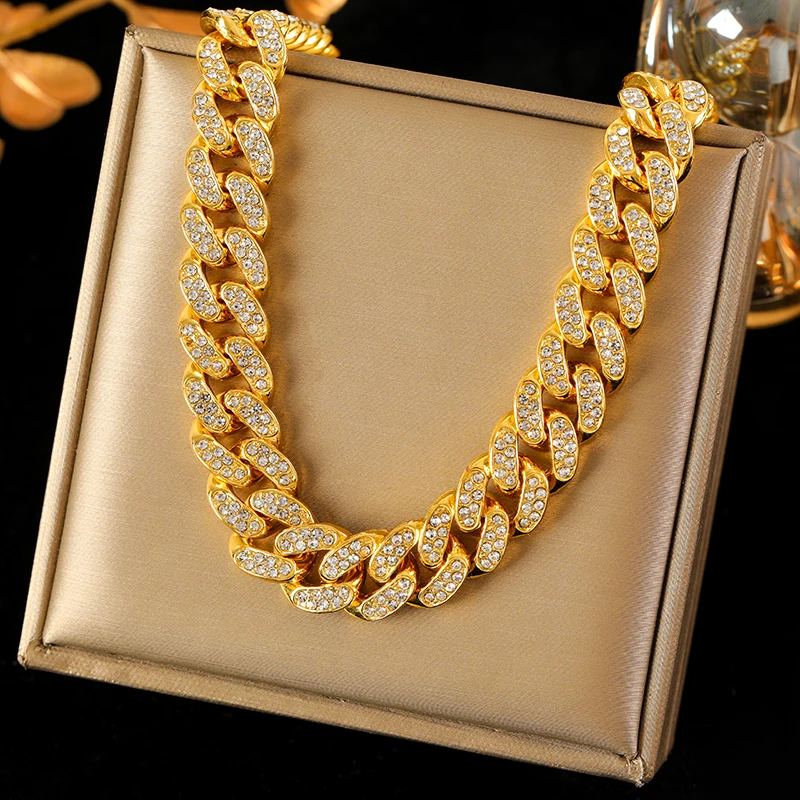 EILIECK 316L Edelstahl Gold Silber Farbe Dicke Kette Halskette Für Frauen Mode Kubanischen Hals Kette Wasserdicht Schmuck Geschenk