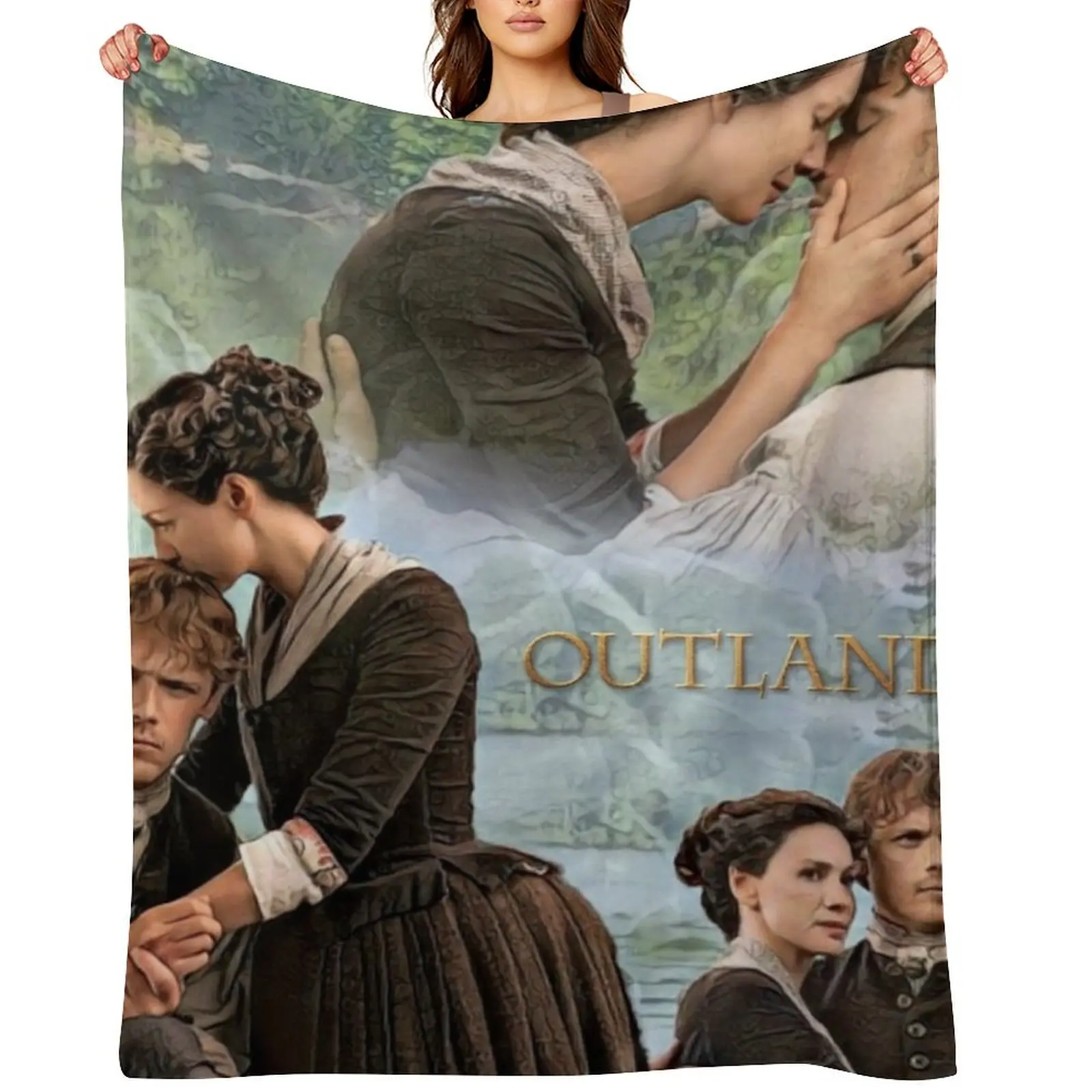 

Jamie and Claire Fraser/Outlander Throw Blanket Winter beds Vintage Plush manga Blankets