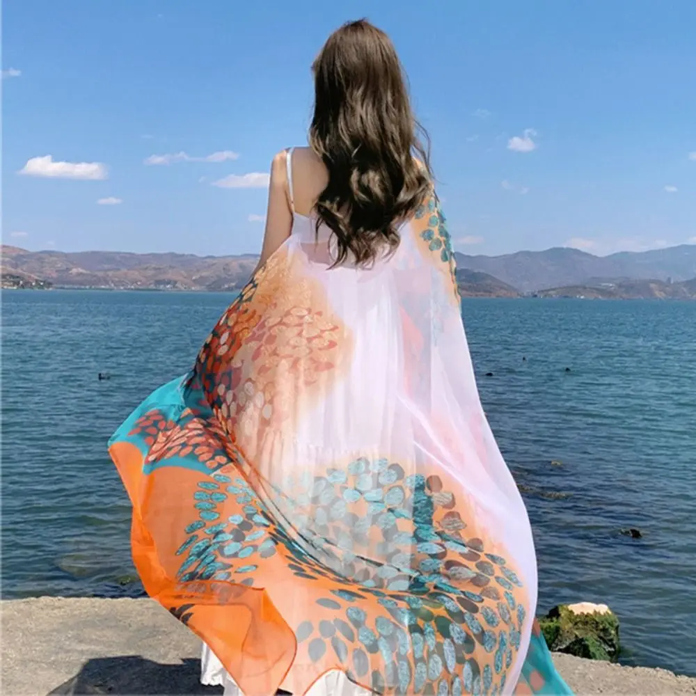 패신 포럴 실크 스카프, 얇고 부드러운 여름 스카프, 멋진 여성 스카프, 휴일