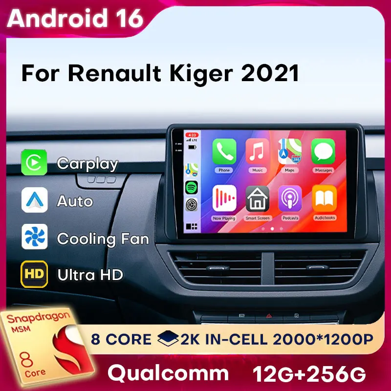 Wireless CarPlay Android Auto For Renault Kiger 2021 Android 16 Qualcomm Head Unit Multimedia Car Radio WiFi SWC 2 DIN Autoradio