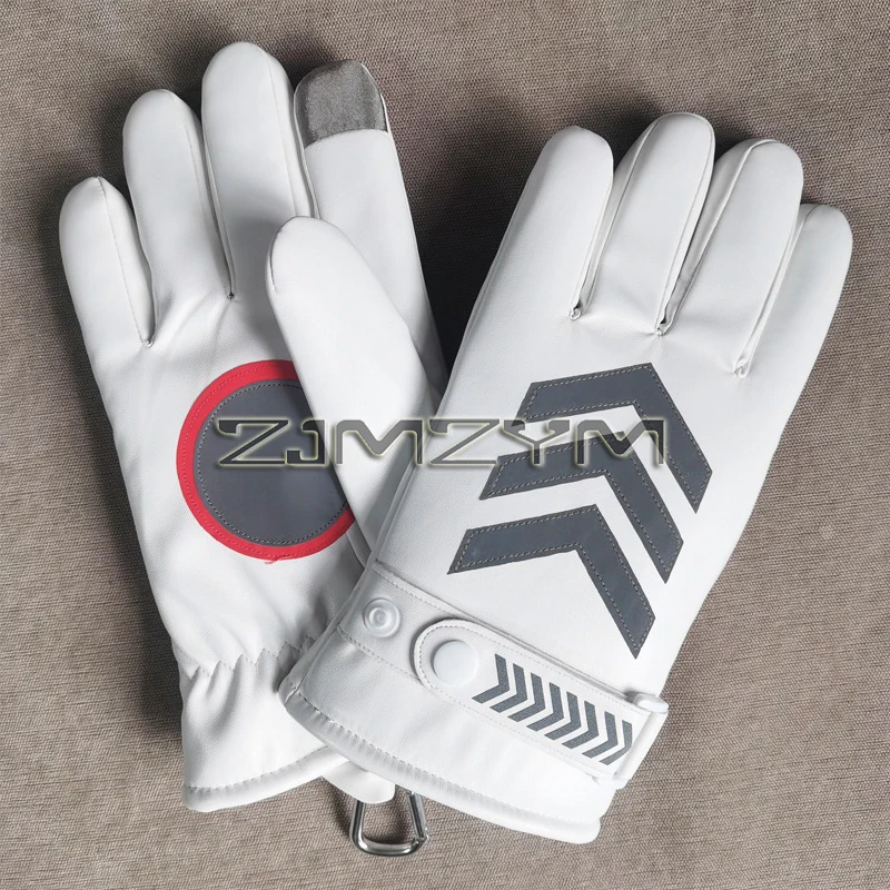 1Pair Winter Men PU Leather Motorcycle Waterproof Windproof Riding Gloves Reflective Strip Keep Warm Motocross Work Gloves