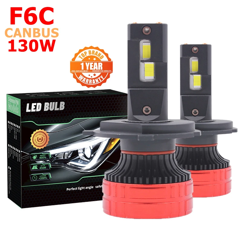 

F6C 130W H7 LED Bulb for Car Headlight Kit Fog Light H7 H11 Canbus Turbo Led Light 12V/24V for car