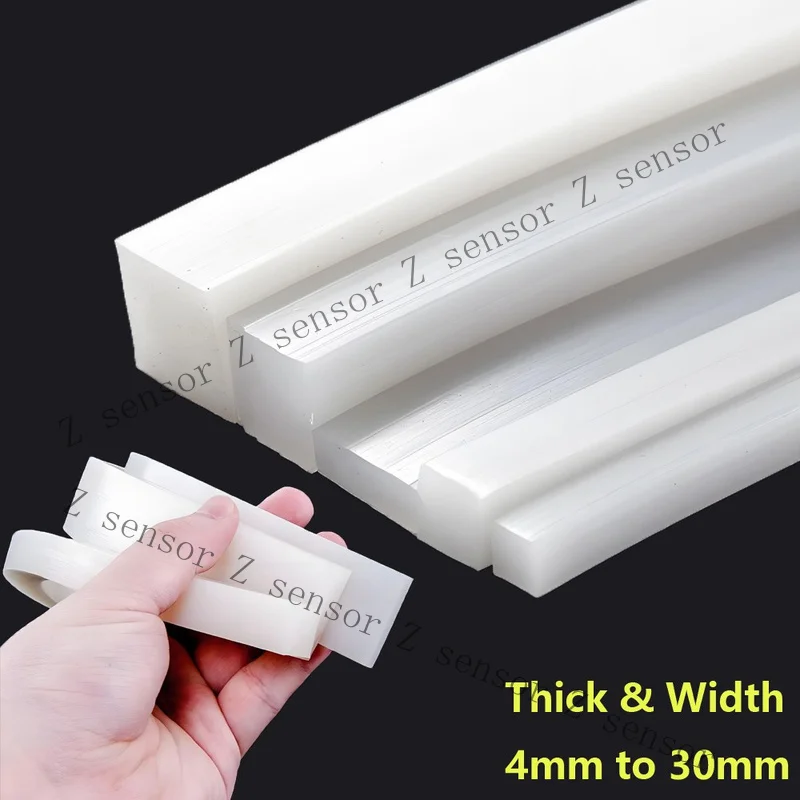 Z+ Solid Silicone Rubber Sealing Strip Square White Thick 4mm-30mm Width 4mm-30mm