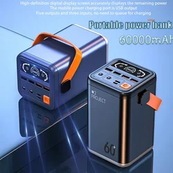 Two-way Fast Charging 60000mAh Portable Charger Power Bank Fast Charging External Tito C for iPhone 14 13 W/LED Light