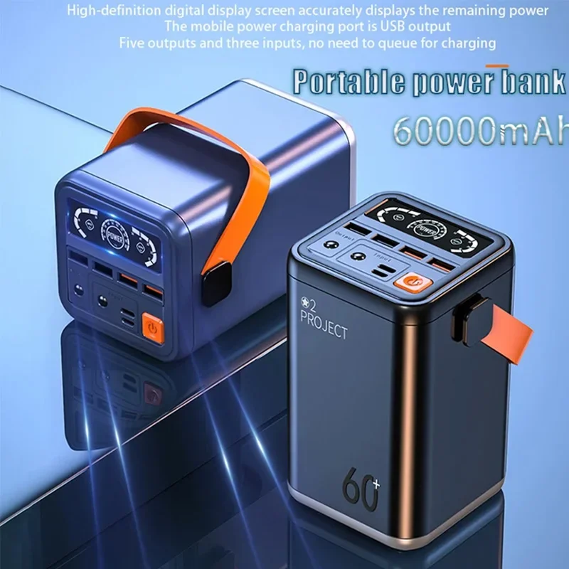 Two-way Fast Charging 60000mAh Portable Charger Power Bank Fast Charging External Tito C for iPhone 14 13 W/LED Light