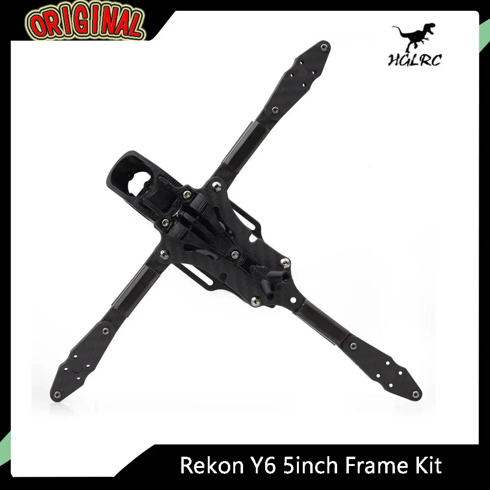 HGLRC Rekon Y6 5-inch Frame Kit | Y-Type 3K Carbon Fiber, Long Endurance, Compatible with Analog/O3/Moonlight VTX