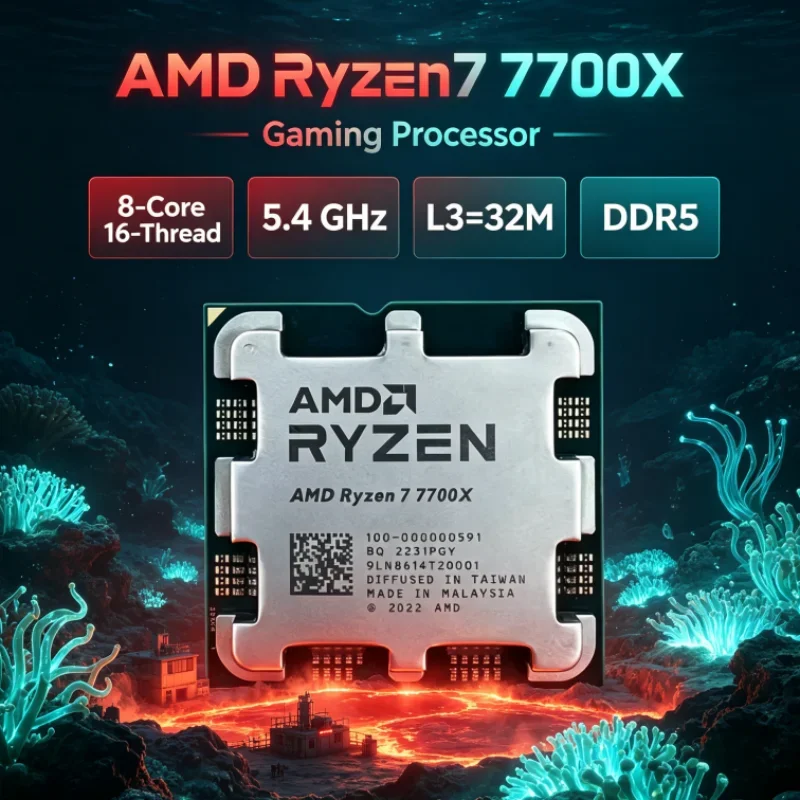 AMD Ryzen 7 7700X Gaming Processor 32MB L3 Unlocked Desktop Processor 8-Core 16-Thread DDR5 Socket AM5 5nm UP to 5.4GHz