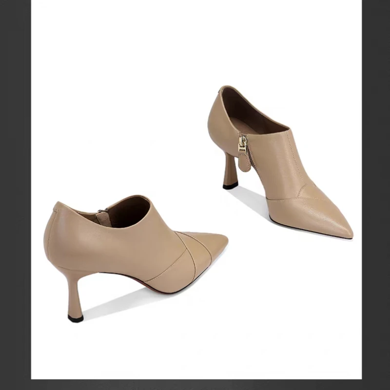 Thin-heeled Pointed-toe Side Zipper Waterproof Platform, Versatile, Comfortable, Anti-slip and Breathable Women's Single Shoes