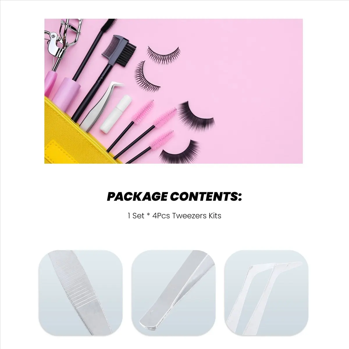 【2026 TOP Global】4Pcs/Set Tweezers Stainless Steel Thick Electronics Forceps Eyebrow Tweezers Anti-Skid Makeup Repair Multi Tool