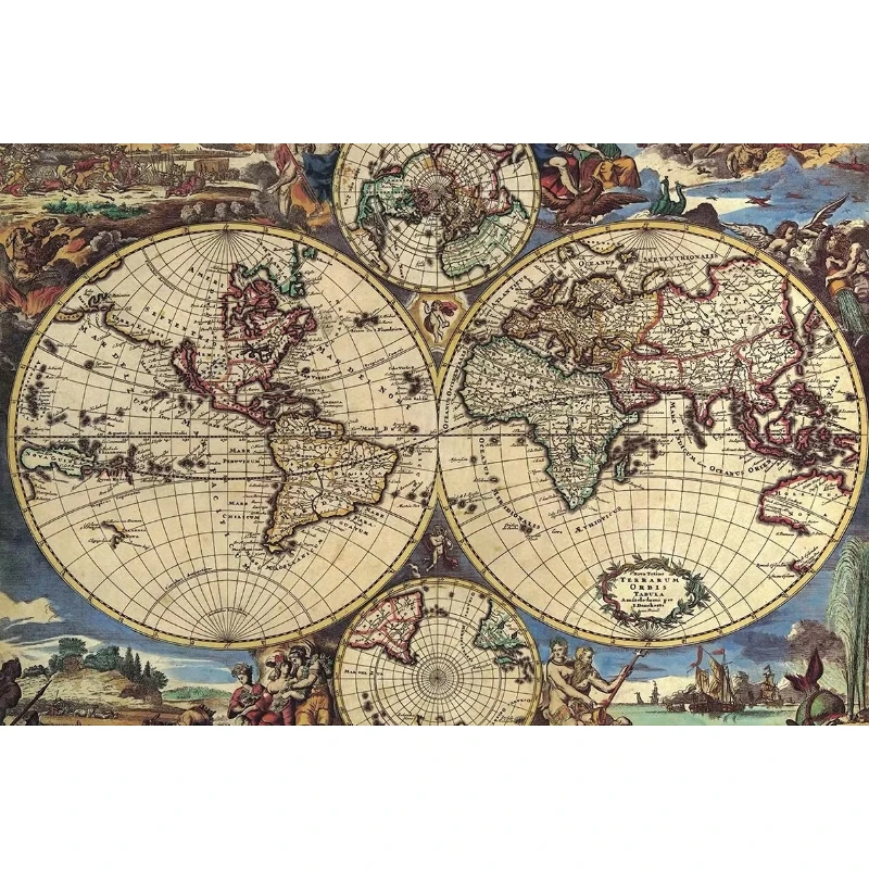 500 1000 1200 2000pcs Jigsaw Puzzle Ancient Map Famous Paintings Vintage Art For Adults Kids Educational Family Fun Brain Teaser
