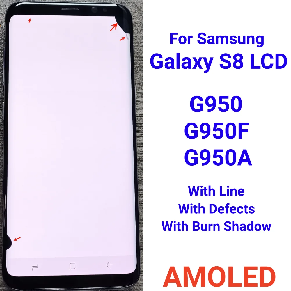 AMOLED For Samsung Galaxy S8 LCD SM-G950FD SM-G950 G950A Display Touch Screen Digitizer Replacement ,FOR S8 With Burn Shadow