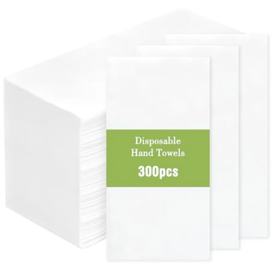 

Pack Disposable Paper Hand Towels for Bathroom, Linen-Feel 12 x 17 Single-Use Bathroom Napkins for Guests, Disposable Cloth-Lik