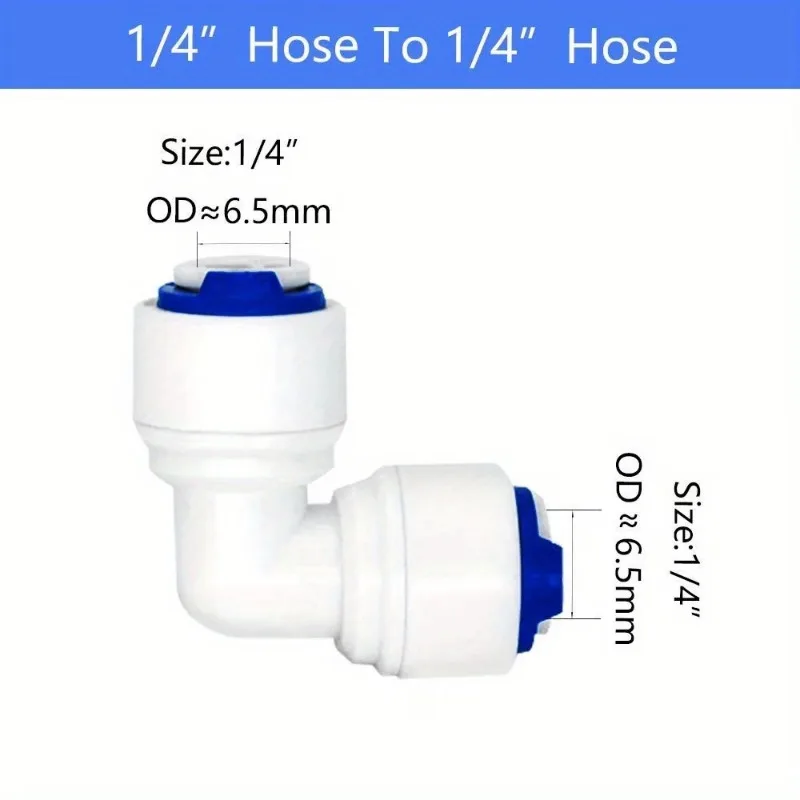 10pcs 1/4 Inch Tube to 1/4 Inch Tube Push Fit Elbow Quick Connect Fitting Set of 10 for RO Water Filtration System