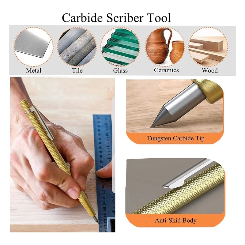 Mechanical Carpenter Pencils Set With Marker Refills, Carpenter Carbide Scriber Tool Woodworking Pencils Marker Tools