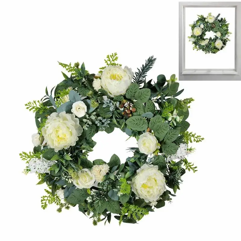 

Spring Wreath Faux Peony Floral Wreath Spring Summer Garland Festival Welcome Front Door Decoration For Indoor Outdoor Home Part