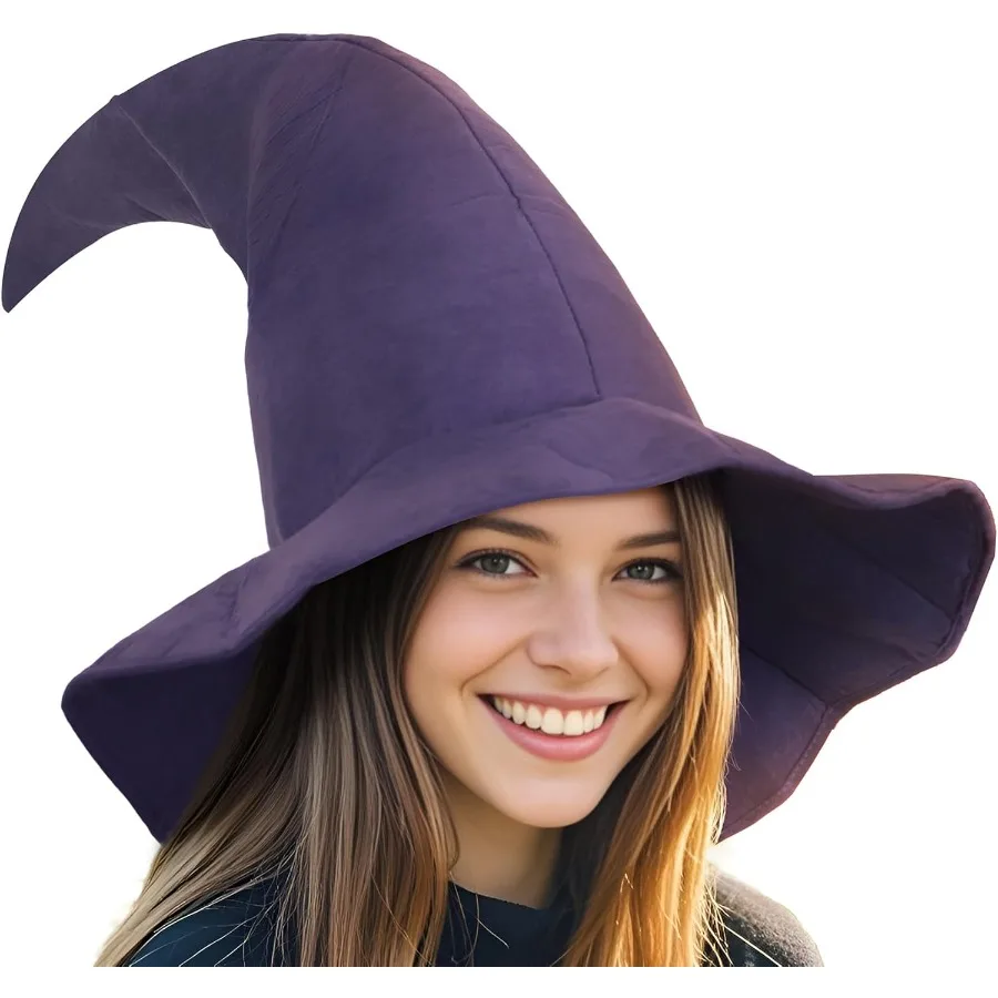 Chapéu de bruxa preto para adultos, chapéu mágico, acessórios de feiticeiro, perfeito para festas de fantasia de halloween, eventos de cosplay e o