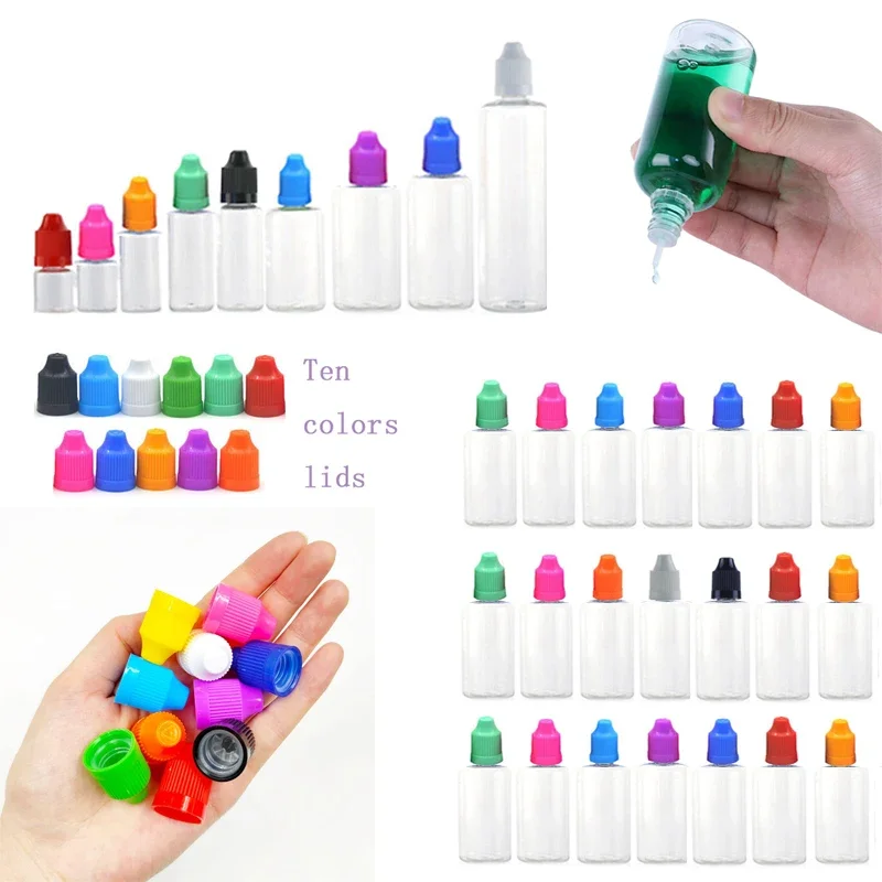 5Pcs Empty 3/5/10/15/20/30/50/100/120ml Plastic PET Dropper Bottle E Liquid Dispensor Eye Vape Refillable Applicator Containers