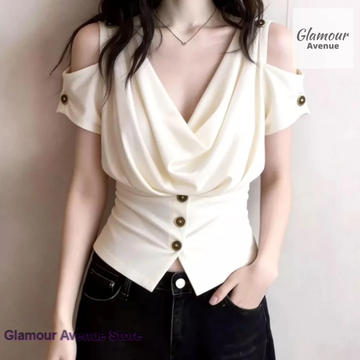 

French-style advanced design solid color fashion top women's summer new sweet and beautiful casual temperament Joker shirt