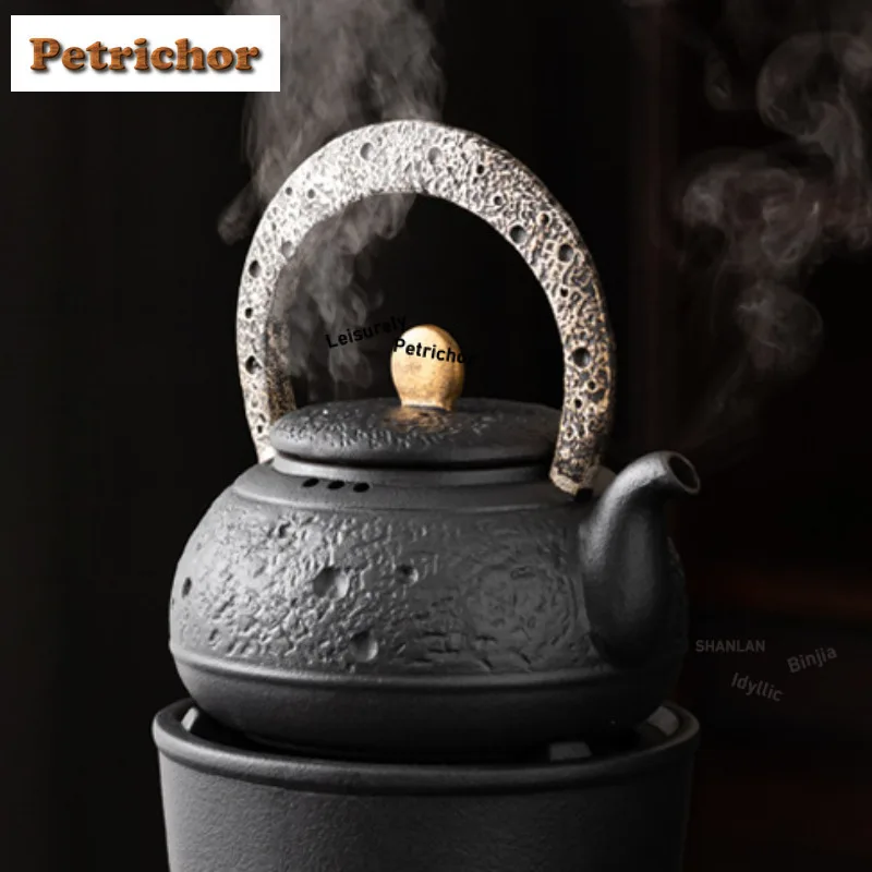 330ML Black Pottery Reunion Teapot Ancient Tea Infuser Pot Tea Maker Kettle With Ball Hole Chinese Tea Set Tea Stove Supplies