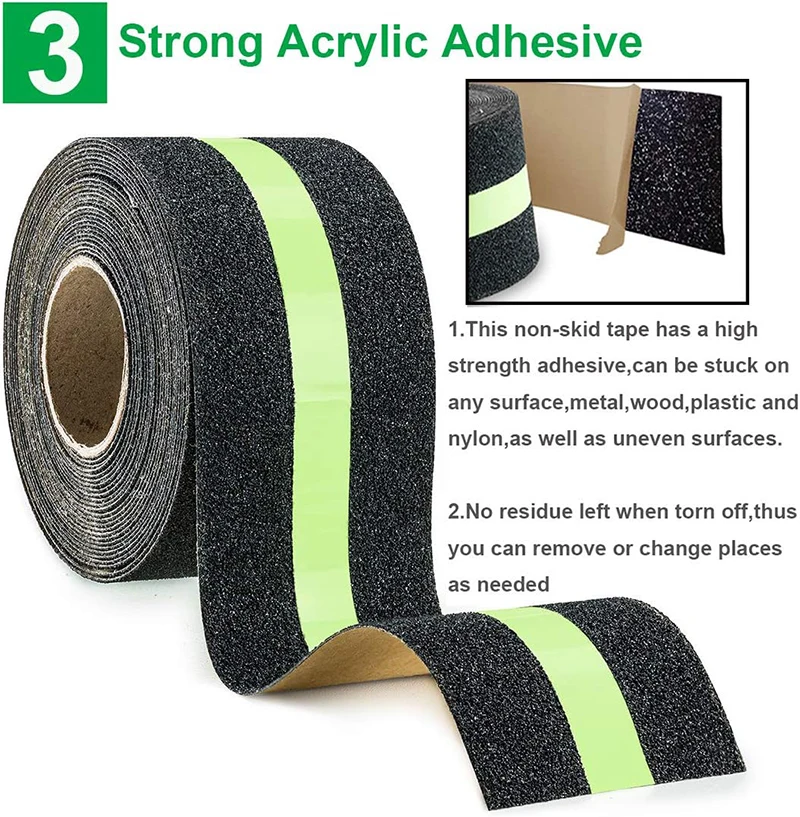 Roadstar Non-Slip Glow-in-the-Dark Photoluminescent Tape Self-Adhesive PVC Warning Sticker for Stair Safety Work