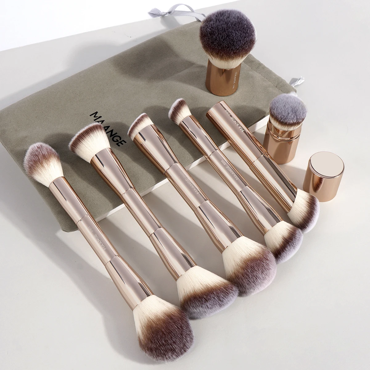 

MAANGE 7PCS Pro Makeup Brushes Set Double Head Foundation Brush for Powder Concealer Blusher Soft Fluffy Cosmetic Makeup Tools