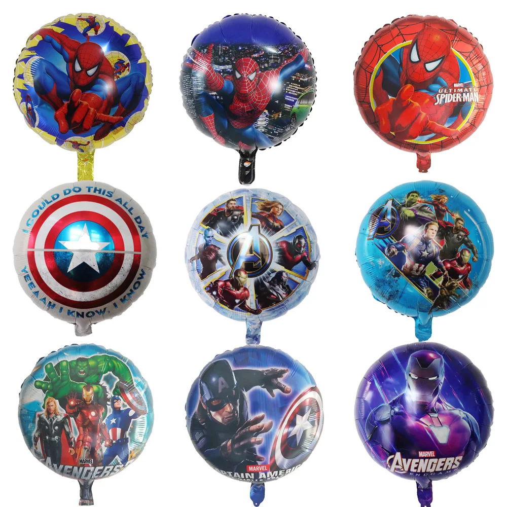 10Pcs 18inch Hero Helium Foil Balloons Avengers Spiderman Captain Ballon Children Birthday Party Baby Shower Supplies Air Globos