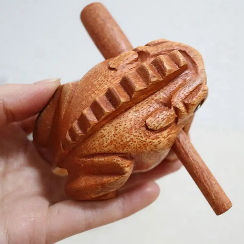 ABUE-Carved Croaking Wood Percussion Musical Sound Wood Frog Tone Block Easy Install About 27X7x7cm