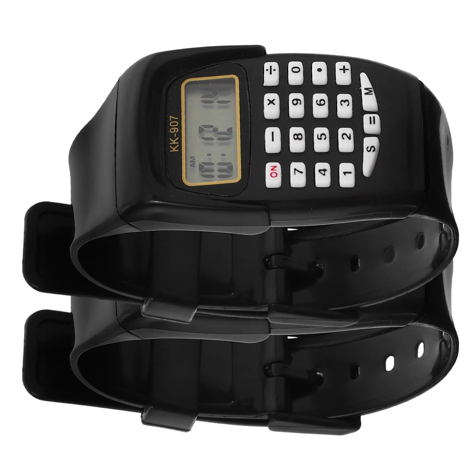 

2Pcs Durable Calculator Wrist Watch Portable Creative Design Easy Wear Birthday Gift Calculation Watch Black