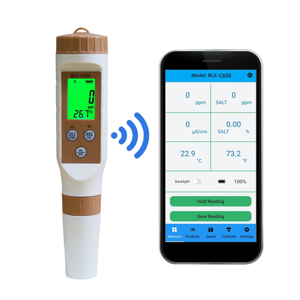 

2022 Smart Bluetooth 7 IN 1 Professional TDS PH Meter PH/TDS/Temperature Meter Digital Water Quality Monitor Tester for Pools