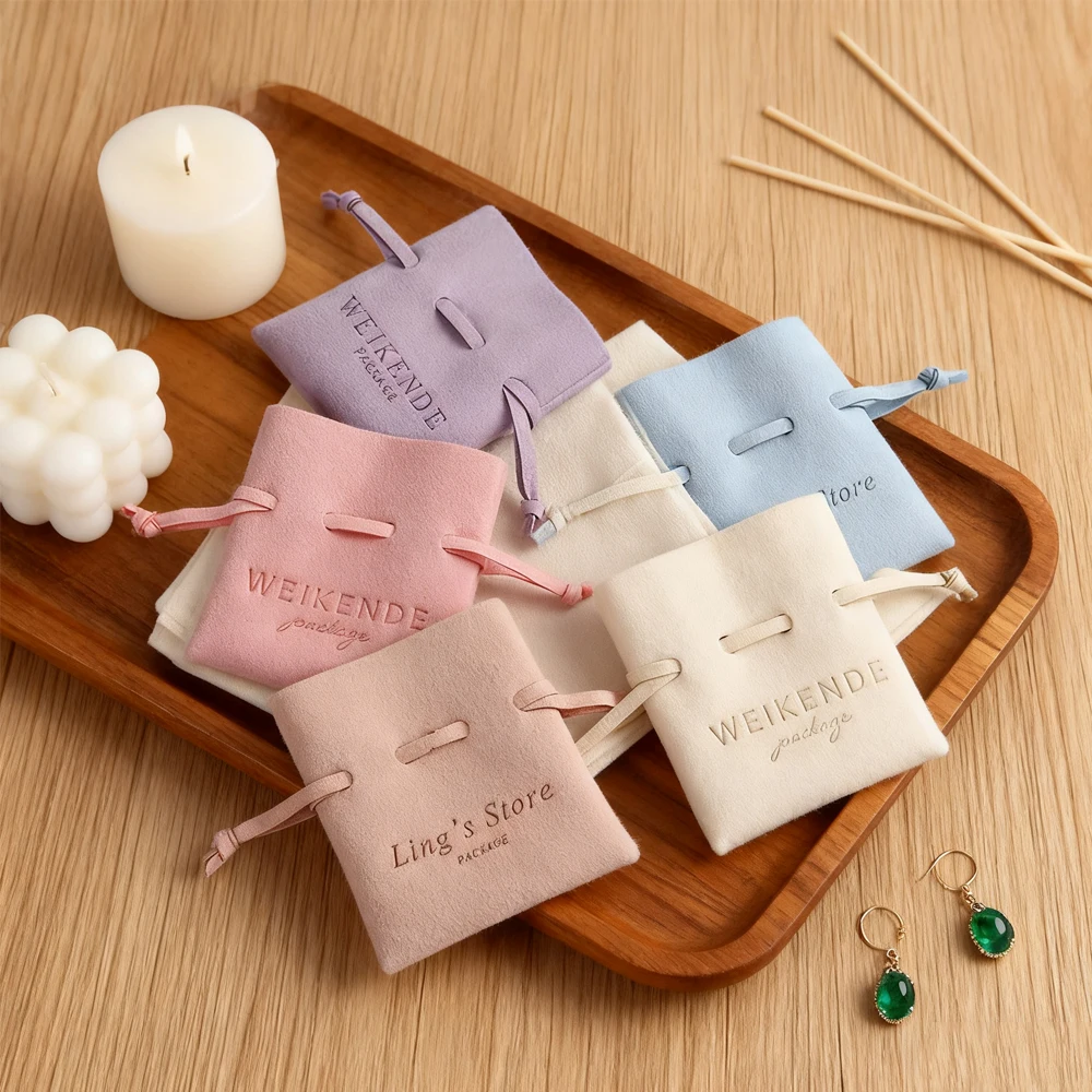 

100 шт., индивидуальные мешочки из микрофибры, подарочная сумка с логотипом, кольца, серьги, сумка для ювелирных изделий, замшевые сумки для хранения в стиле грибка