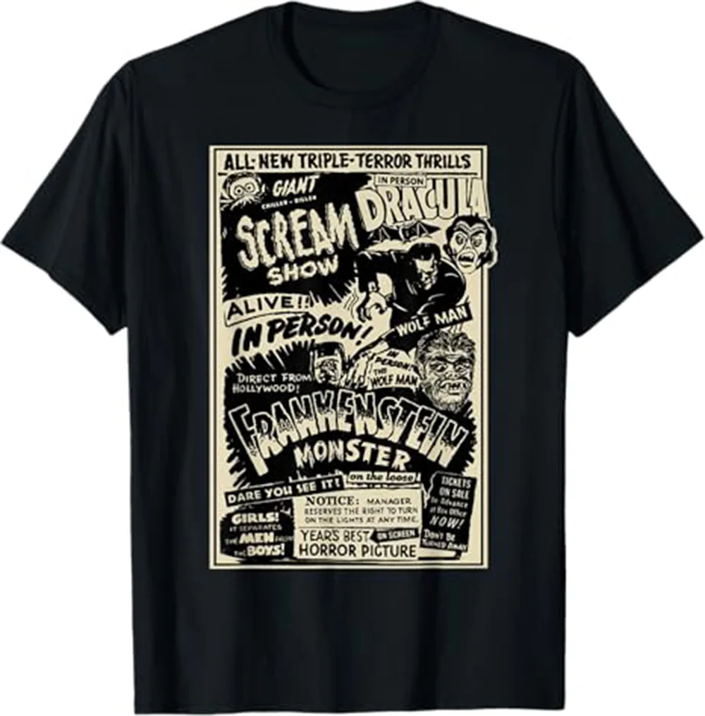 

Horror Movie Monster Mummy Dracula Werewolf Frankenstein T-Shirt Funny Gifts for Men lwf 180g