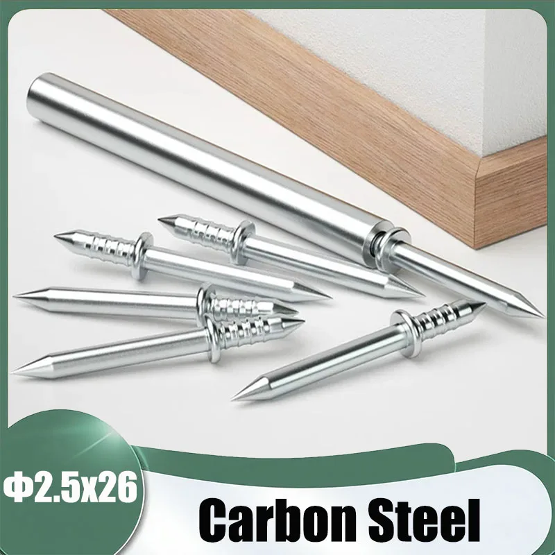 50Pcs Double Headed Nail Skirting Board With 1 Sleeve Rust-Proof Nails Wood No Trace Fixator Woodworking Tools