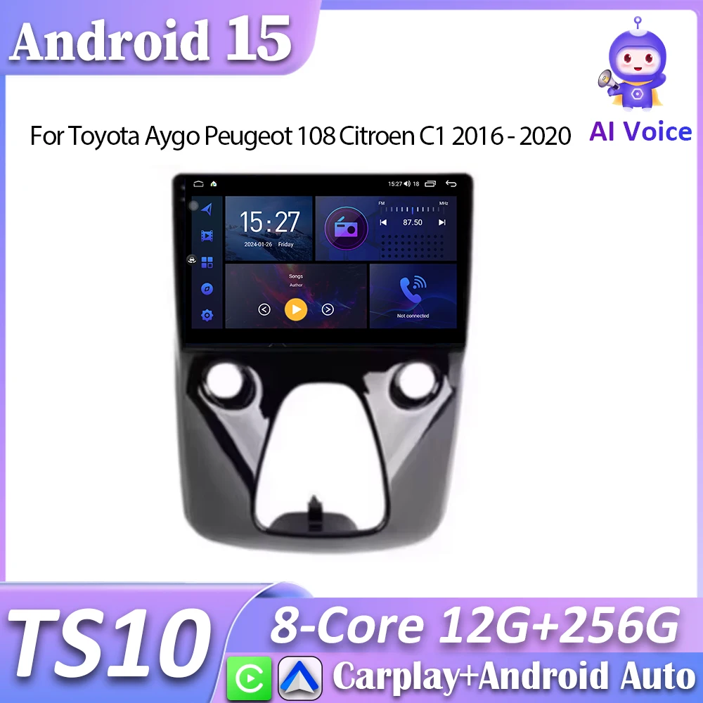 Для Toyota Aygo Peugeot 108 Citroen C1 2016-2020 авторадио автомобильное радио Android 13 Carplay GPS-навигация Android Auto 5G WiFi DVD