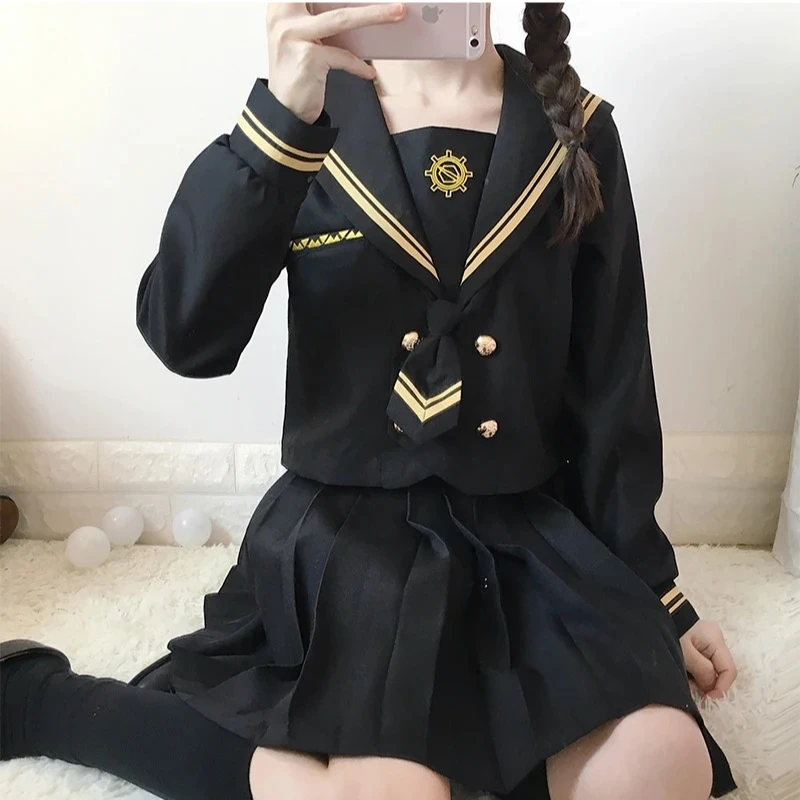 مجموعة Preppy قمصان فتاة السمين بدلة بحار طالب 2025 اليابان موضة Jk موحدة مطوي تنورة حجم كبير النساء كوس تنورة sdff2
