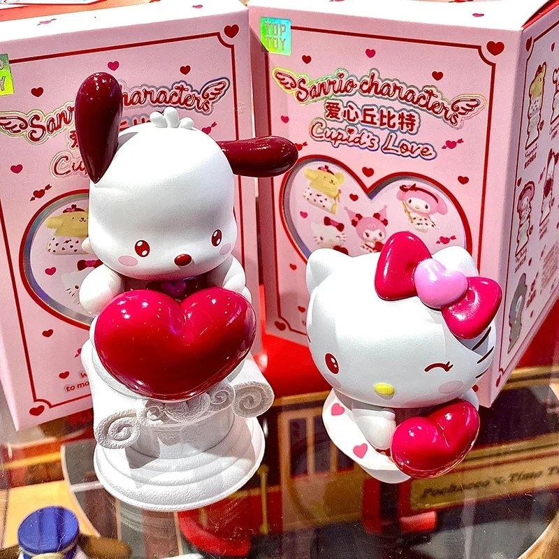 Figura de ação Sanrio Love Cupid, 520 Limited Series Blind Box, Melodia fofa Hello Kitty Kuromi, Mystery Box, Ornamento de boneca, Presentes de brinquedo