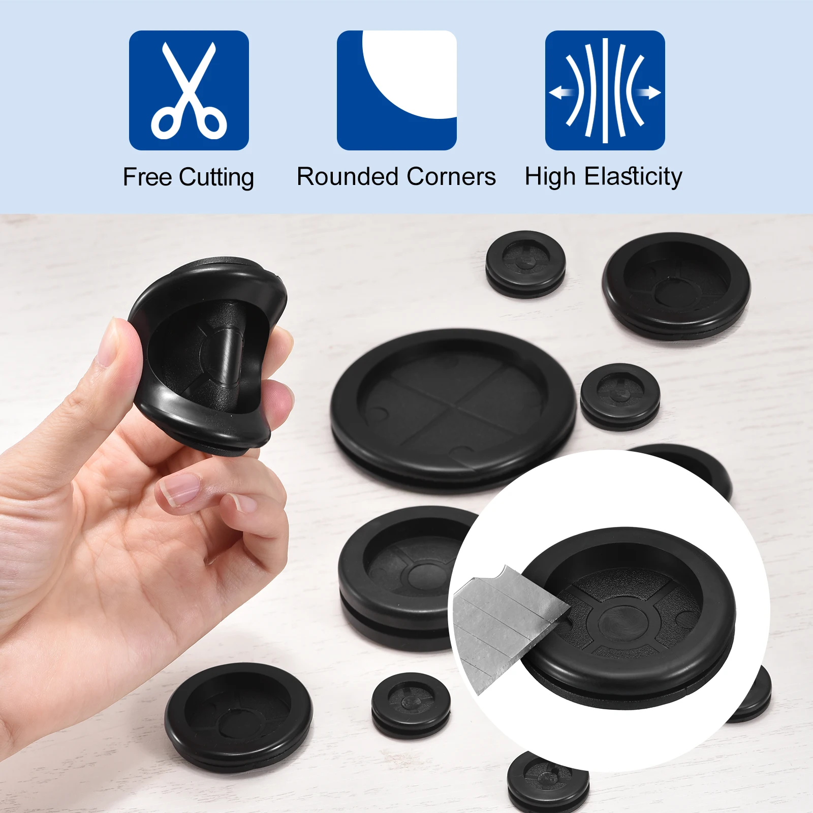 2-64Pcs Rubber Grommets 10-100mm Drill Hole 8-91mm ID Single Sided Hole Plugs Ring Gasket for Firewall Cable Wire Protecting