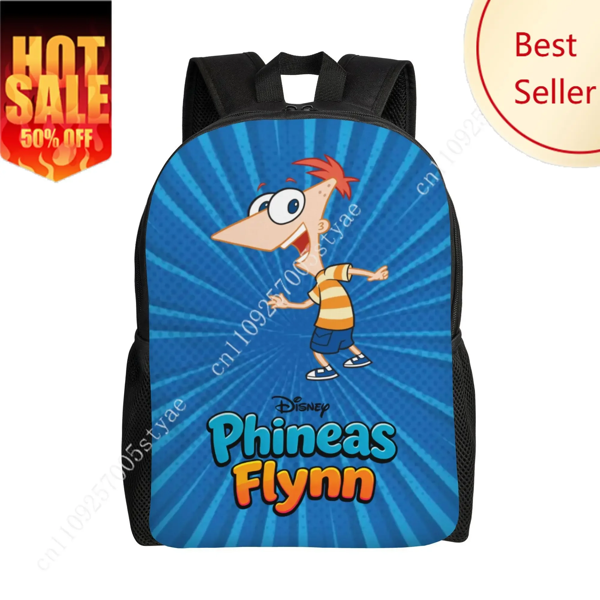 

Phineas Flynn Classic Backpack Disney Cartoon Decorate Fabric Bags Design Your Photo Logo Text Party Holiday Custom Gifts