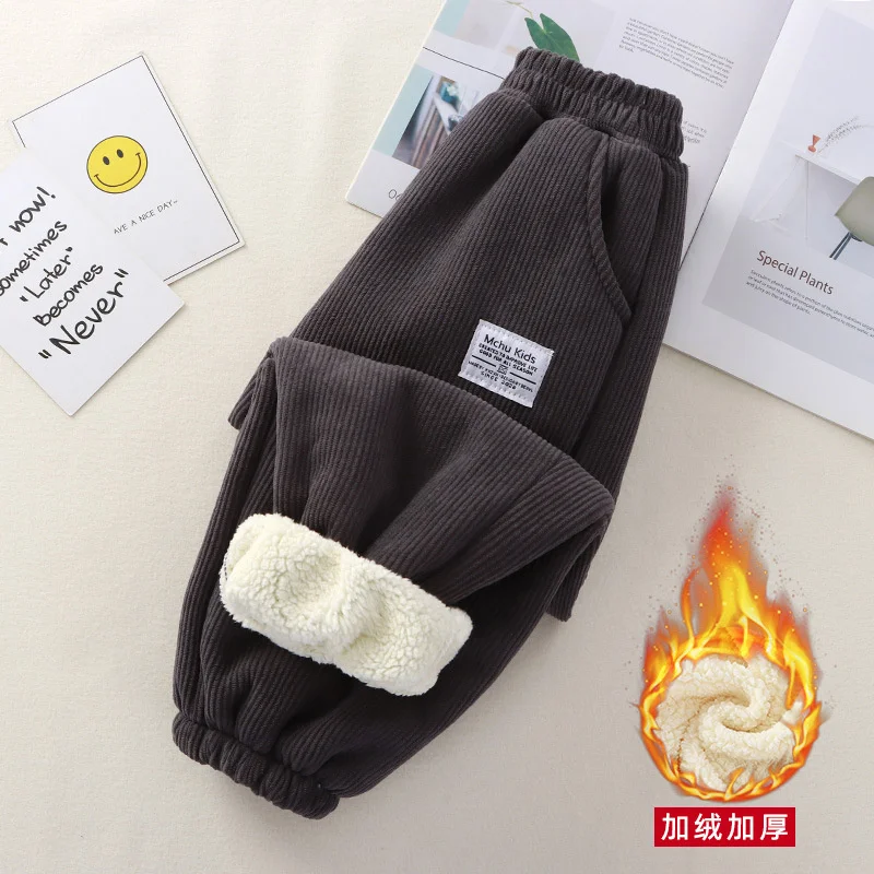 Jongens dikke gewatteerde broek winter kinderen plus fluwelen warme kinderen lamswol katoenen lange broek herfst casual sportbroek
