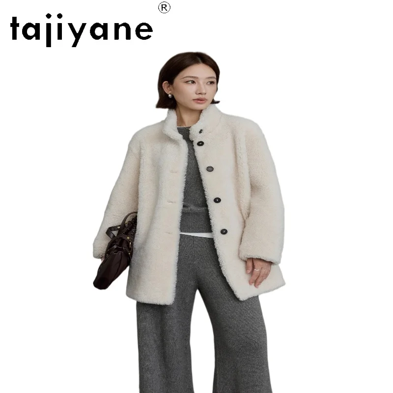 TAJIYANE الطبيعية ميرينو صوف الغنم مزدوجة الوجه معطف الفرو امرأة أنيقة سترات من الفرو الحقيقي 2025 الشتاء ملابس حريمي ropa mujer