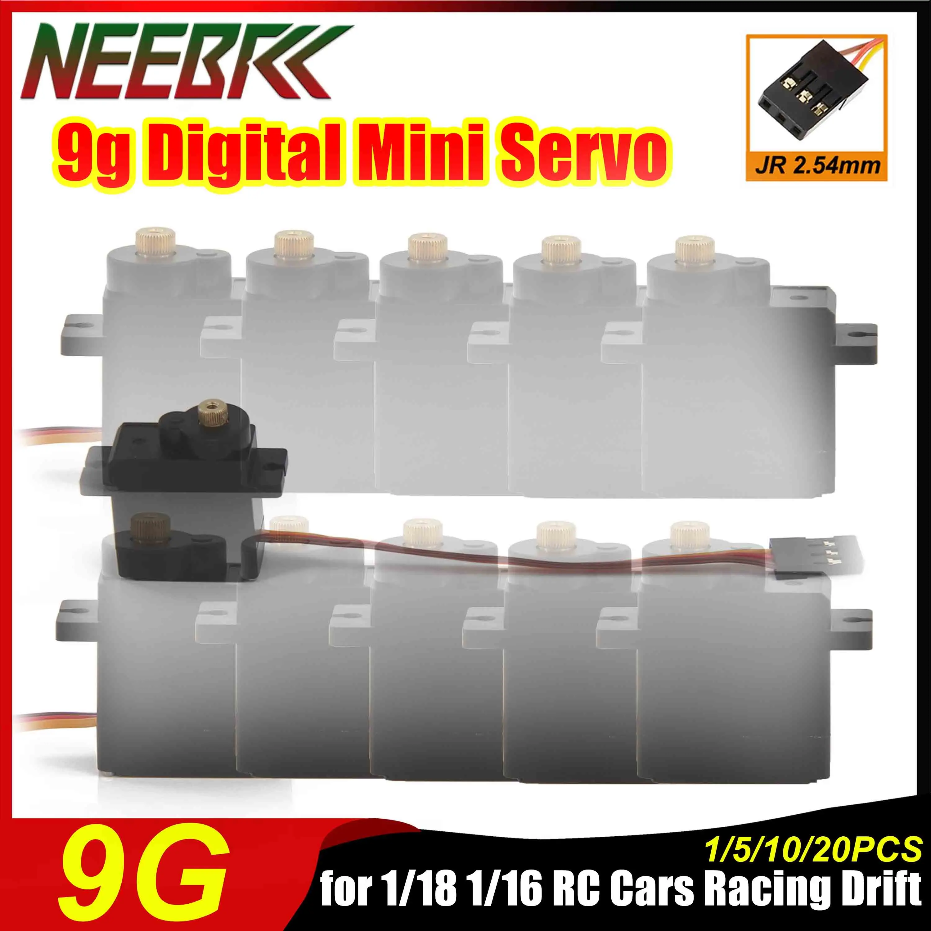 1/5/10/20pcs NEEBRC 9g Metal Gear Digital Mirco Servo 5V for 1/18 1/16 RC Car Drift High-speed Racing Model Toys Upgrade Parts