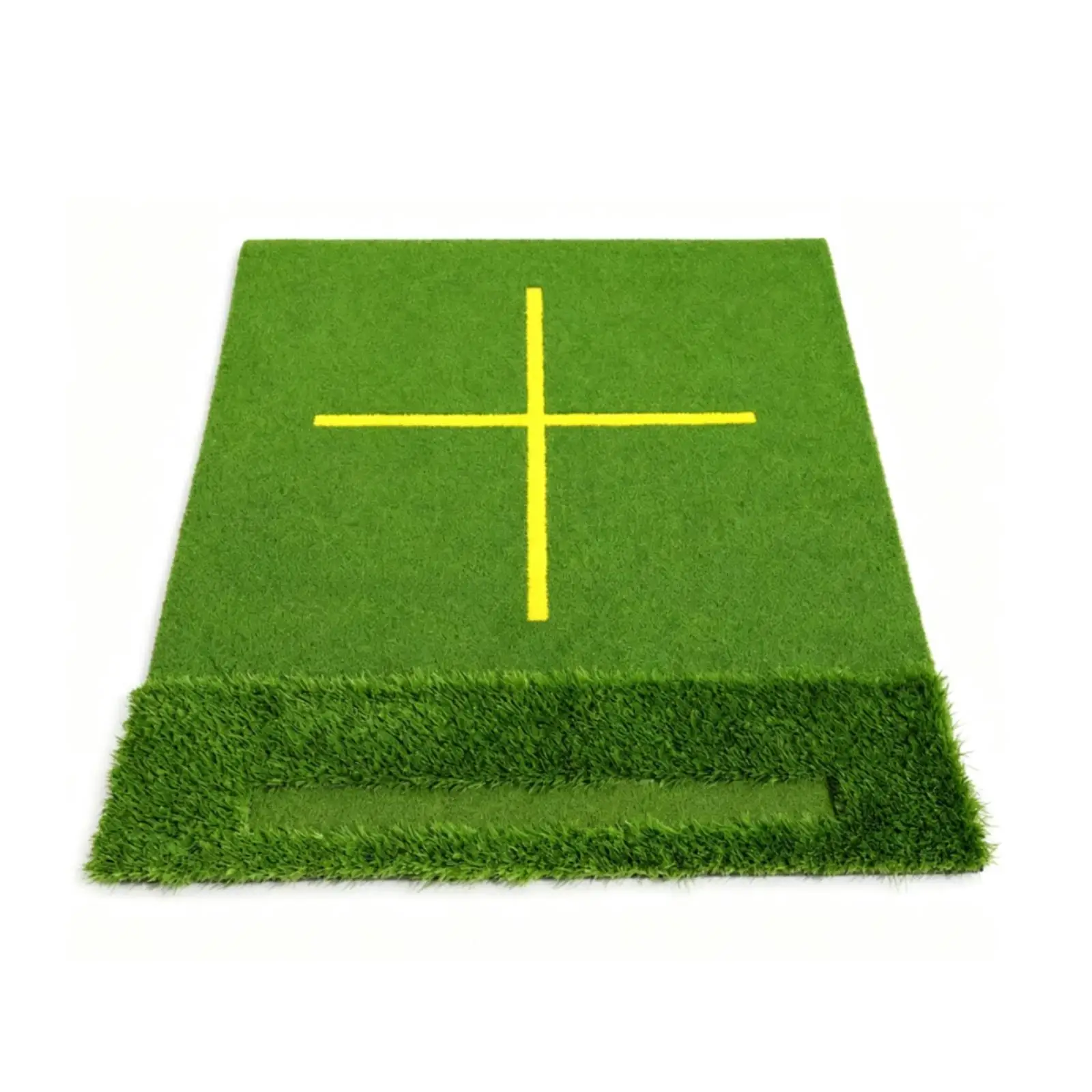 Golf Training Pad Realistic Two Turf Hitting Mat with Alignment Track and Organizer Groove for Practice