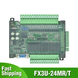 FX3U-24MR FX3U-24MT PLC Programmable Logic Controller 14DI/10DO Analog 6AI/2AO RS232 RS485 Industrial Control Board FX3U