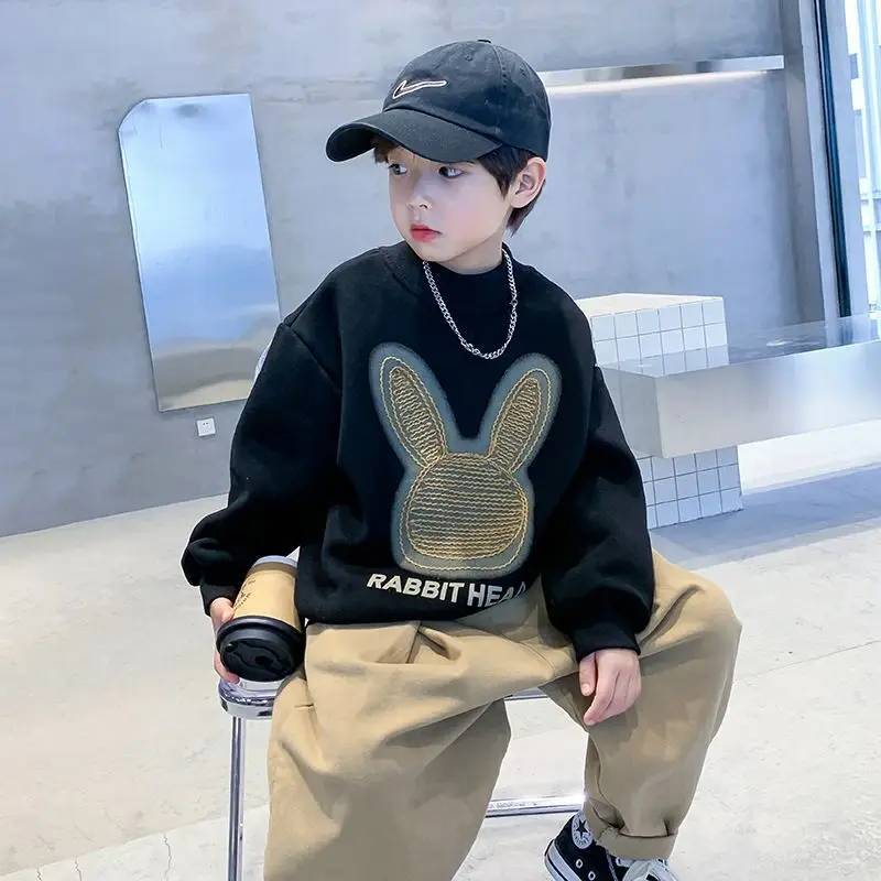 1-6 Years Spring and Autumn Korean Version Children's Clothing Boys' Knitted New Fashion Children's Round Neck Sweater 80-160CM