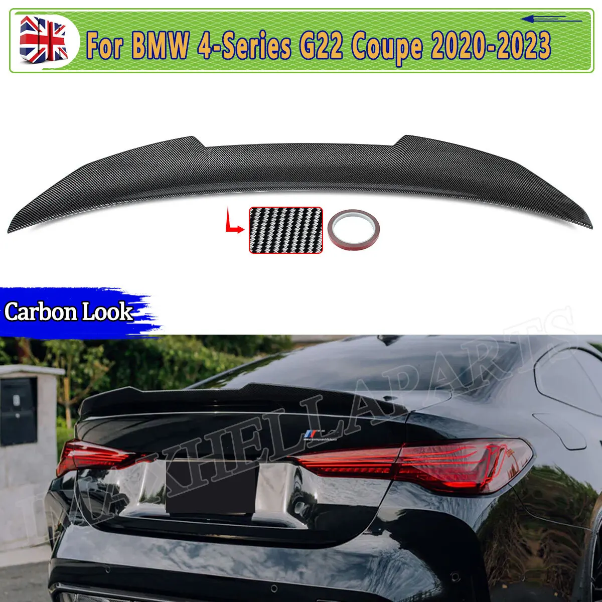 سبويلر الشفة الخلفية لسيارات BMW G22 G82 4 Series 420i 430i M440i لـ M4 2020-2023 Ducktail سبويلر خلفي التمهيد الشفاه PSM نمط مظهر الكربون #1