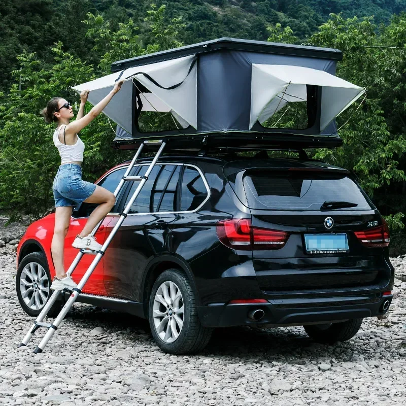 SUV Outdoor Camping Snow Wind Rain Sun Proof ABS White Black Hard Shell Medium and Big Straight Bracing Type Folding Car Tent