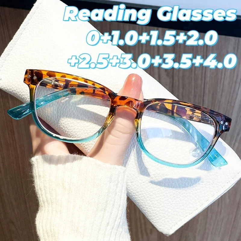 

Tofu Pudding Leopard Print Large-frame Reading Glasses Retro Square Frame Presbyopia Glasses Ultralight Anti Blue Light Eyewear