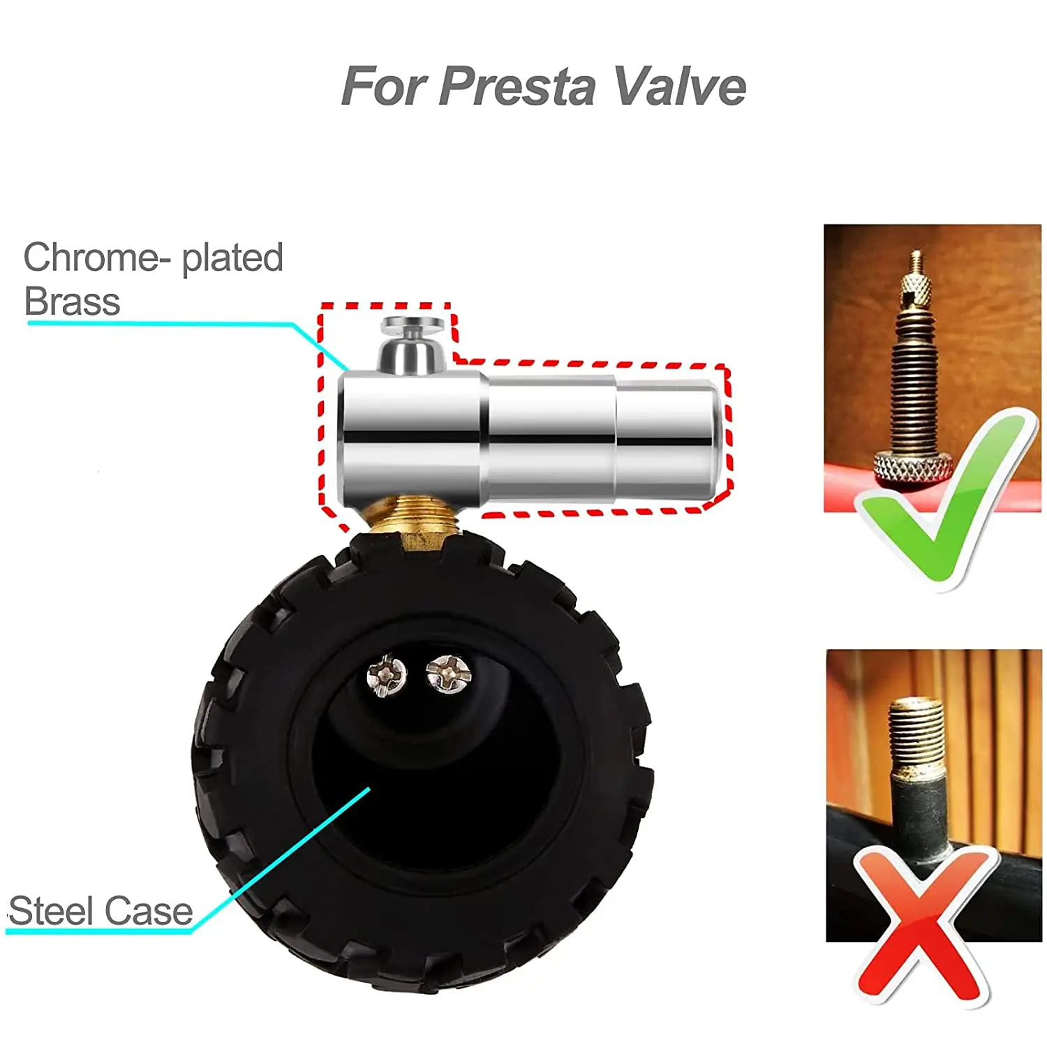 ATsafepro-medidor de presión de neumáticos para bicicleta, válvula Presta, accesorios para bicicleta de montaña y carretera, 160PSI 30-100 PSI