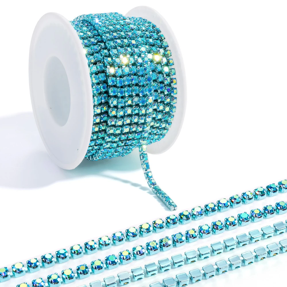 10yard/Roll 2/3MM Steentjes Trim Klauw Kristal AB Glitter Ketting Strass Glas Genaaid Strass Versieringen kleding Decoraties