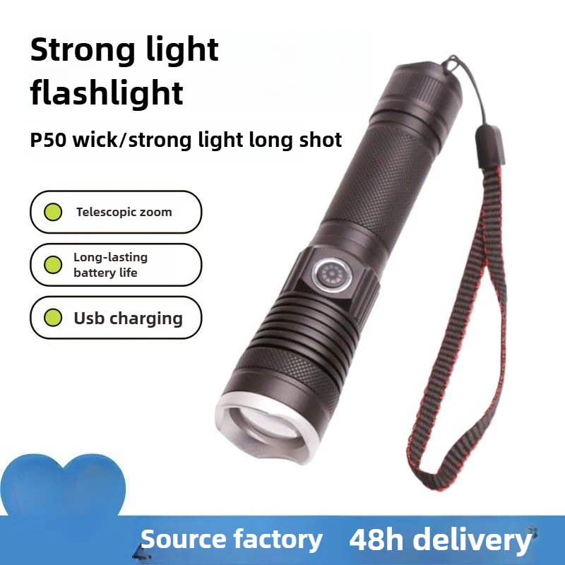 

High-Power P50 Zoomable Flashlight - Super Bright, Type-C Rechargeable, Long-Lasting for Outdoor Camping & Fishing