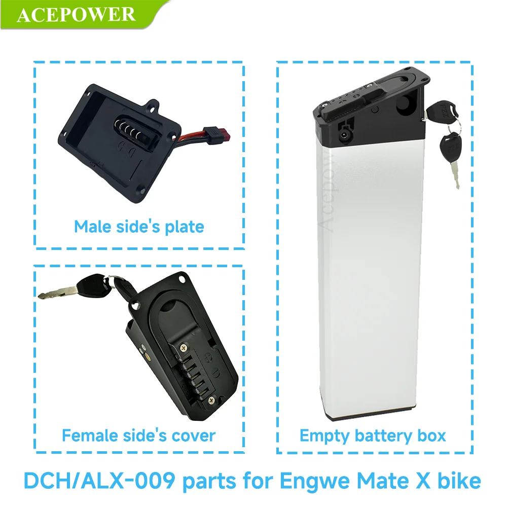 DCH/ALX-009 Folding Electric Bicycle Bike Battery Case Box for Engwe MATE X Ridstar Lankeleisi Ebike Empty Battery Box Case